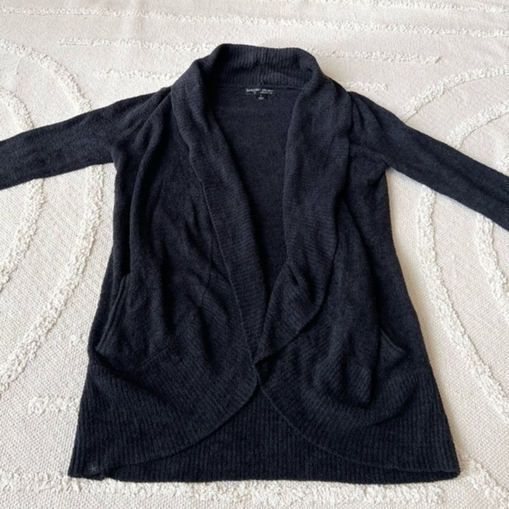 Barefoot Dreams The Cozy Chic Lite Circle Black Open Front Cardigan Medium - Picture 2 of 11